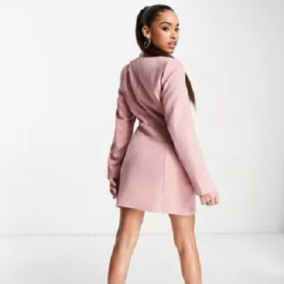 ASOS Design In the Style X Liberty Double Breasted Blazer Dress in Pink SZ UK 10 - Picture 2 of 5